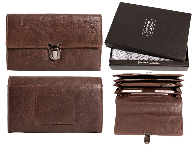 (image for) N054 BROWN GENUINE LEATHER LADIES PURSE - T169